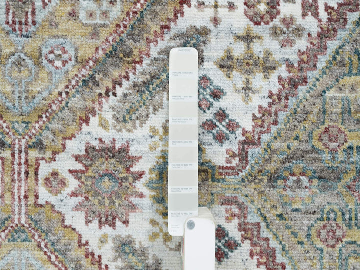 6'1" x 9'0" New Hand Knotted Ivory Wool Rectangle Oriental Rug - MOA10265577