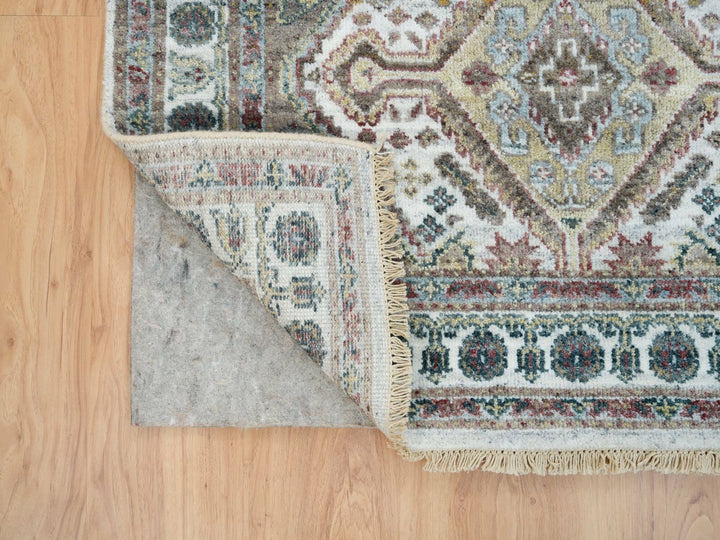 4'0" x 5'10" New Hand Knotted Ivory Wool Rectangle Oriental Rug - MOA10265578