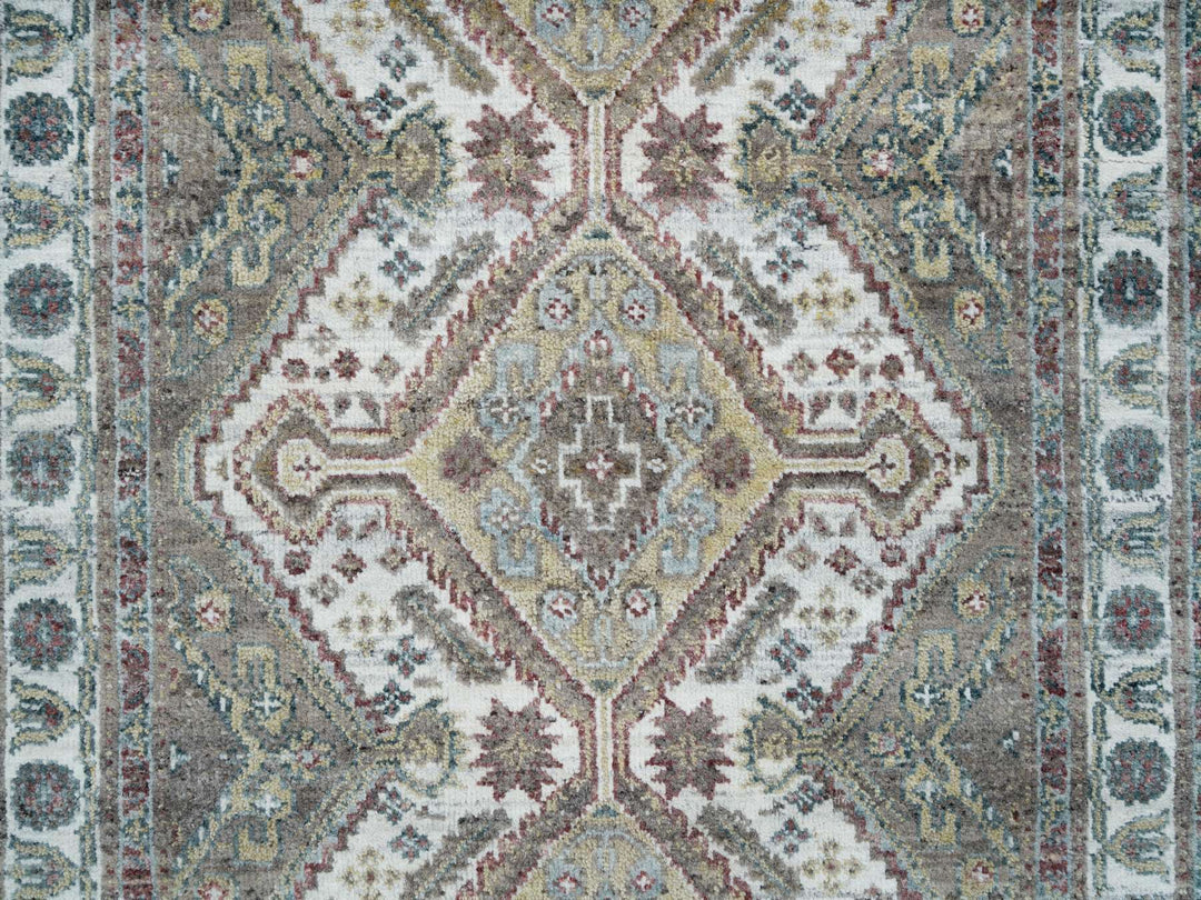 4'0" x 5'10" New Hand Knotted Ivory Wool Rectangle Oriental Rug - MOA10265578