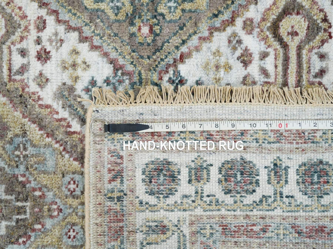 4'0" x 5'10" New Hand Knotted Ivory Wool Rectangle Oriental Rug - MOA10265578
