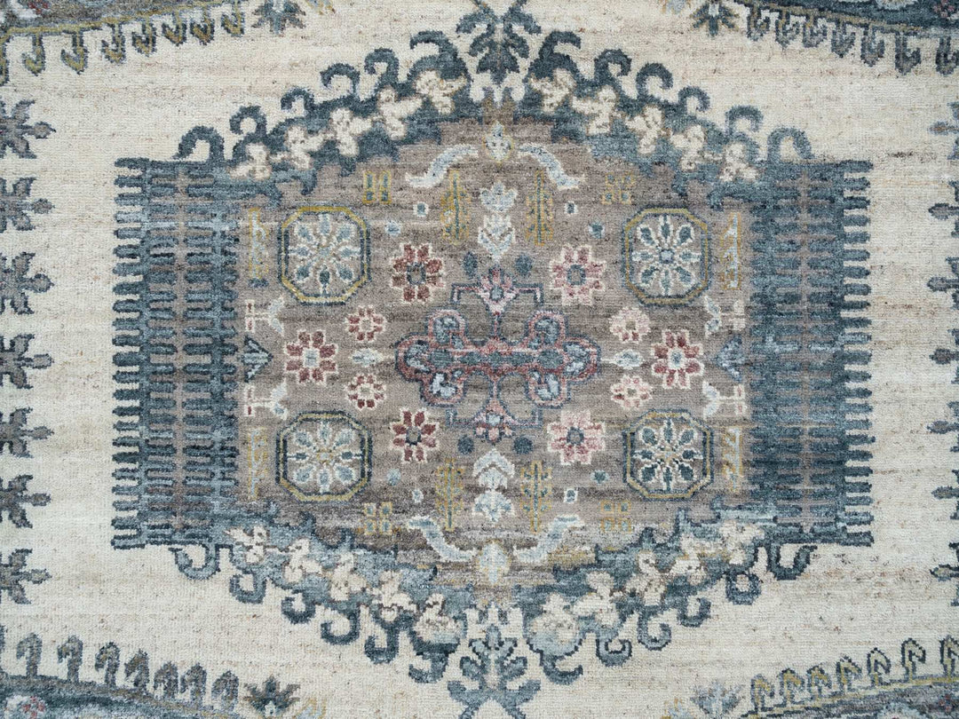 7'9" x 10'4" New Hand Knotted Ivory Wool Rectangle Oriental Rug - MOA10265586