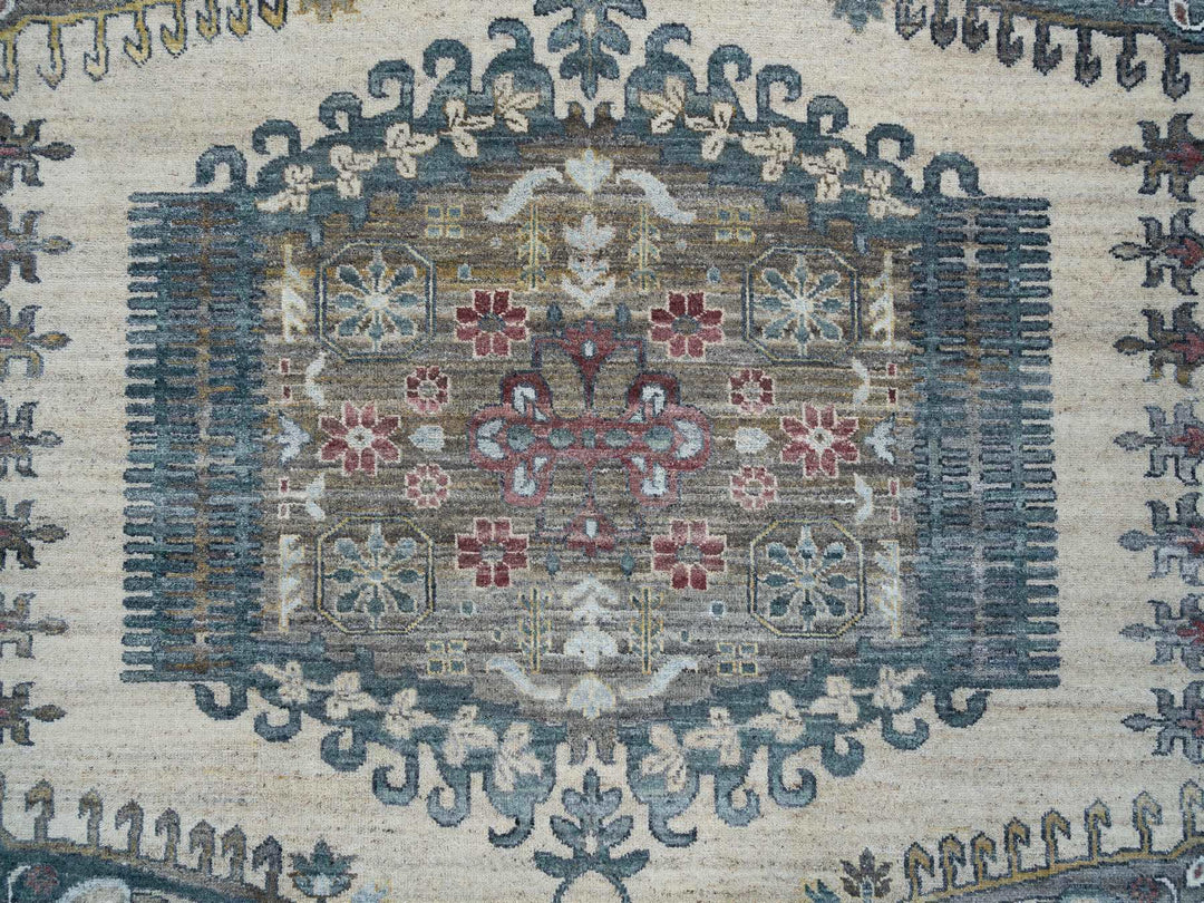 10'0" x 14'0" New Hand Knotted Ivory Wool Rectangle Oriental Rug - MOA10265595