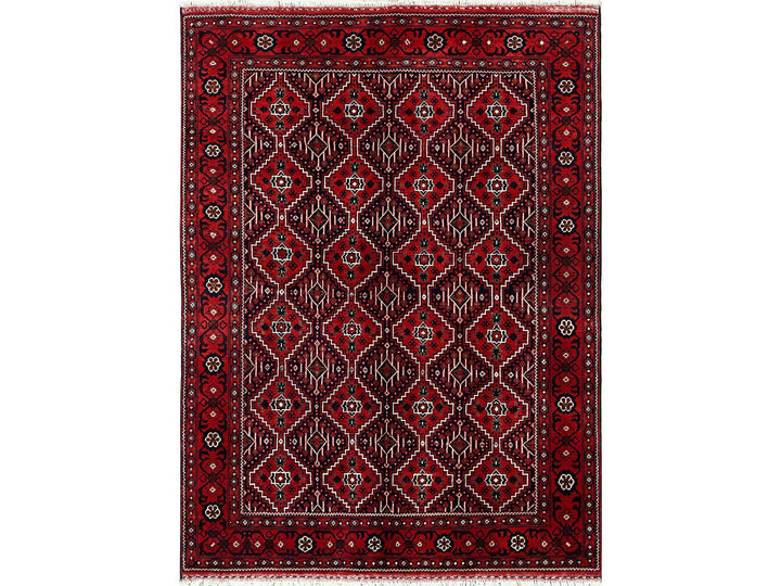 4'11" x 6'7" New Hand Knotted Red Wool Rectangle Oriental Rug - MOA102655