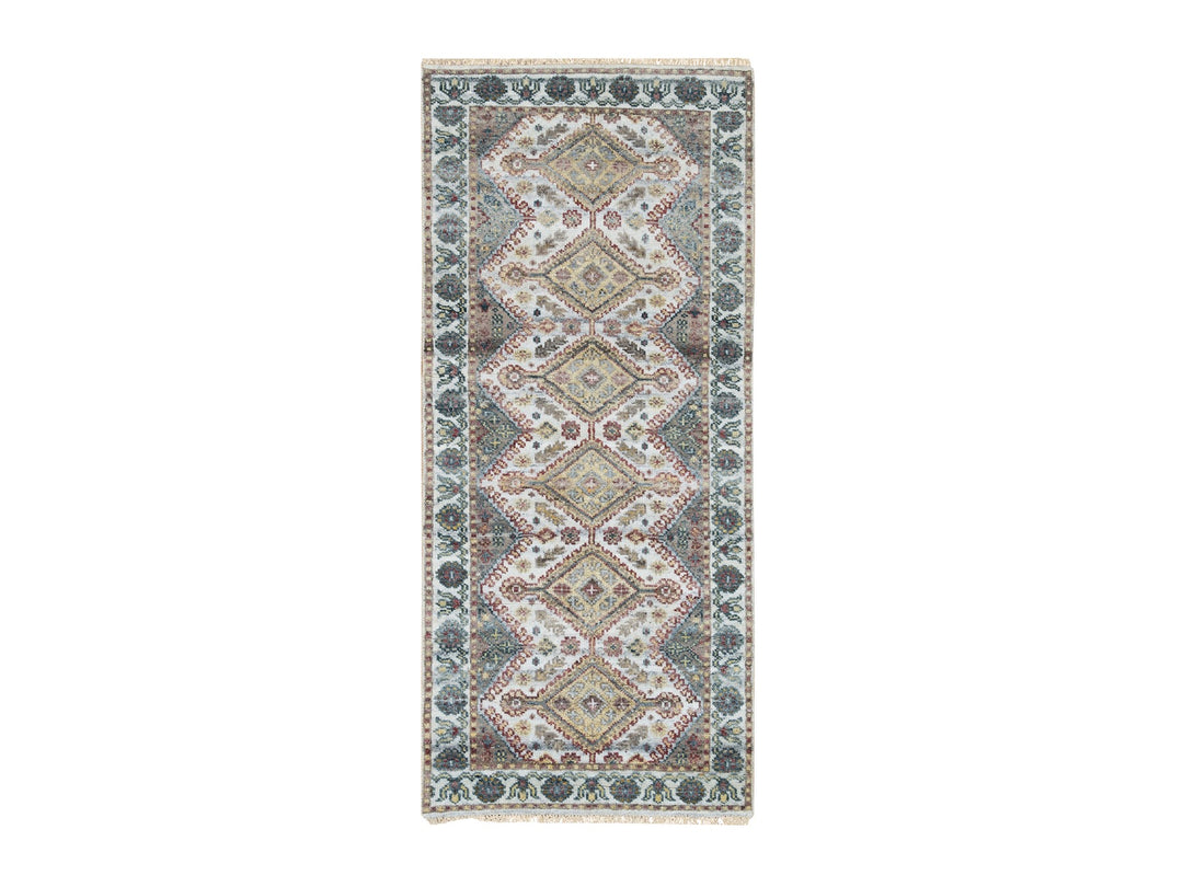 2'8" x 6'0" New Hand Knotted Ivory Wool Runner Oriental Rug - MOA10265601