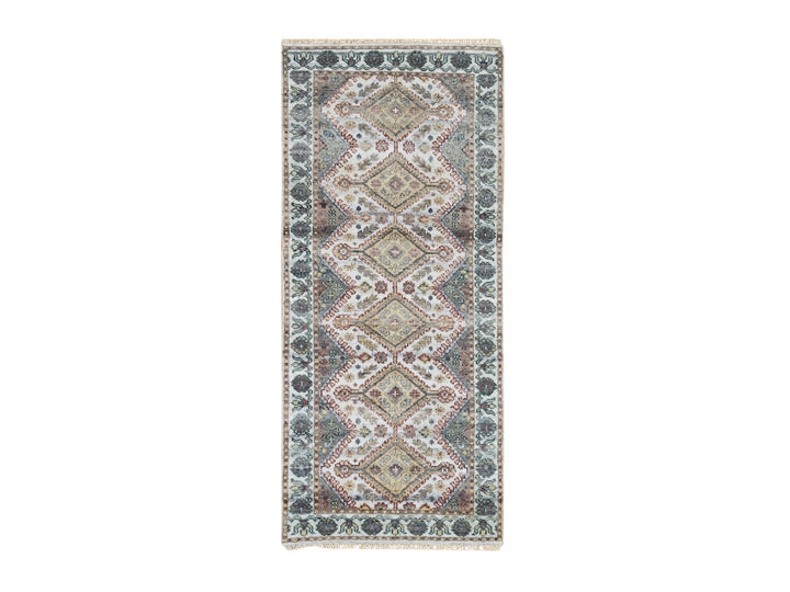 2'8" x 6'0" New Hand Knotted Ivory Wool Runner Oriental Rug - MOA10265601
