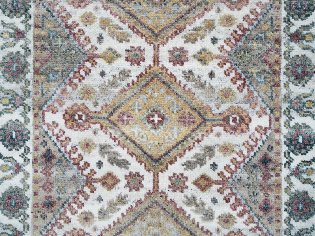 2'7" x 18'0" New Hand Knotted Ivory Wool Runner Oriental Rug - MOA10265610