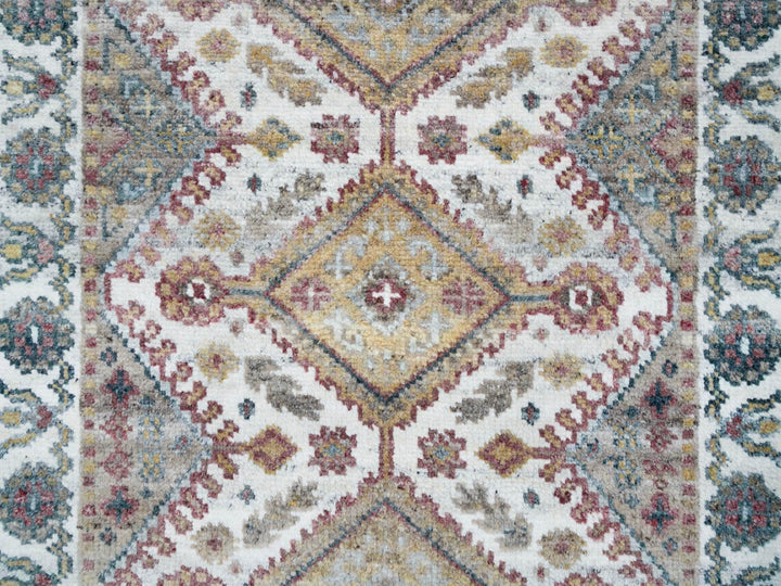 2'7" x 18'0" New Hand Knotted Ivory Wool Runner Oriental Rug - MOA10265610