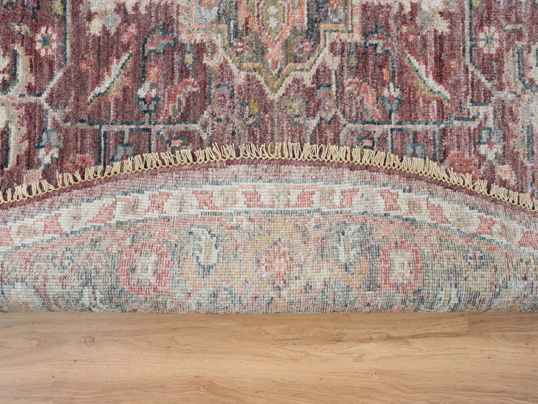 8'0" x 8'0" New Hand Knotted Red Wool Round Oriental Rug - MOA10265612