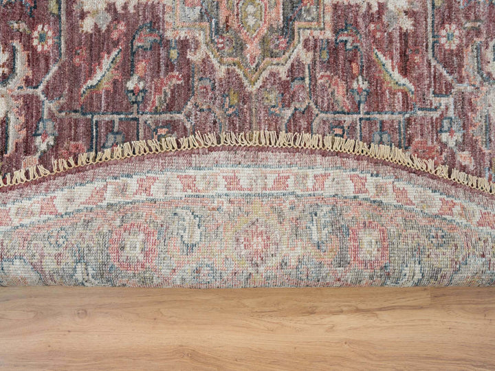 8'0" x 8'0" New Hand Knotted Red Wool Round Oriental Rug - MOA10265612
