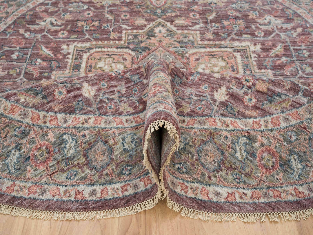 8'0" x 8'0" New Hand Knotted Red Wool Round Oriental Rug - MOA10265612