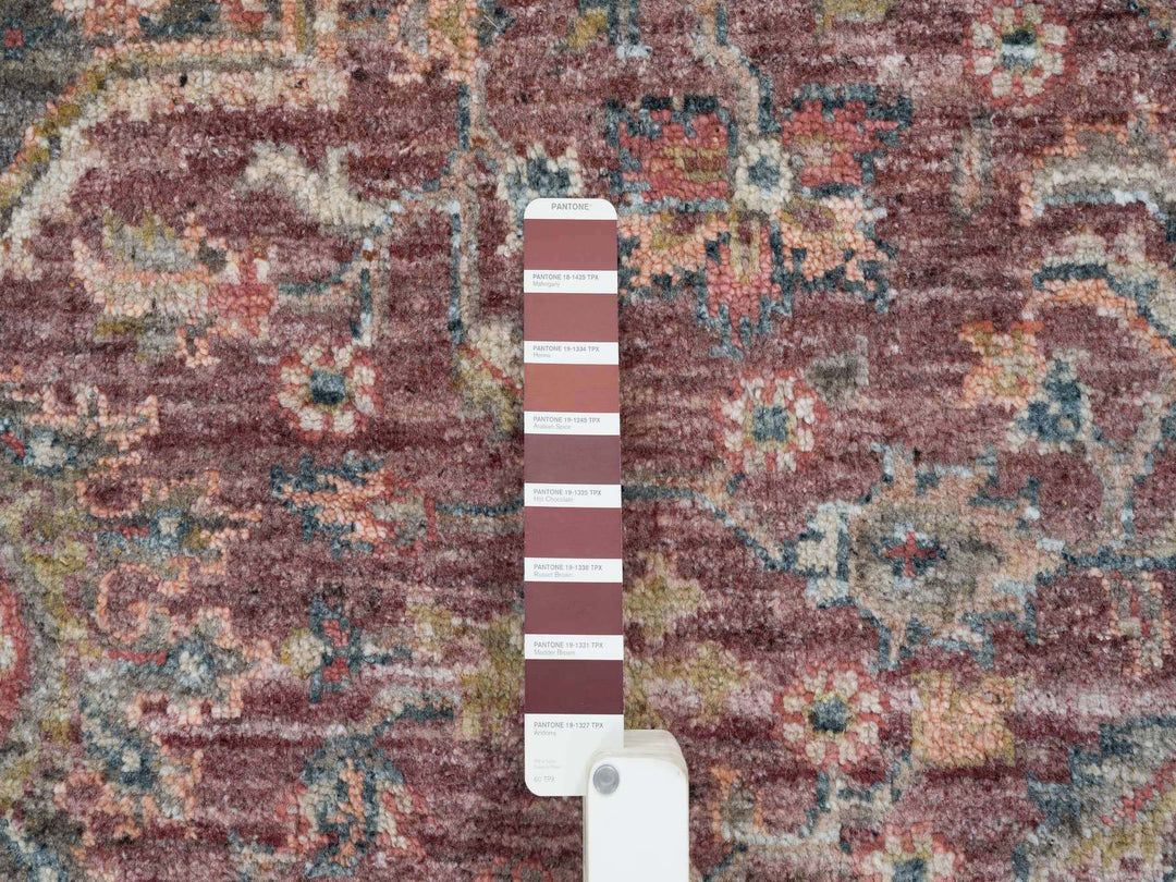 8'0" x 8'0" New Hand Knotted Red Wool Round Oriental Rug - MOA10265612