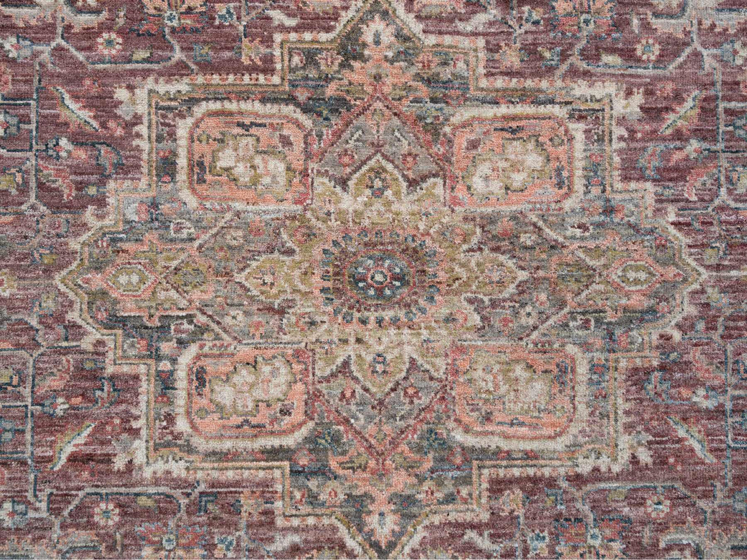 8'0" x 8'0" New Hand Knotted Red Wool Round Oriental Rug - MOA10265612