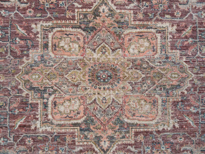 8'0" x 8'0" New Hand Knotted Red Wool Round Oriental Rug - MOA10265612