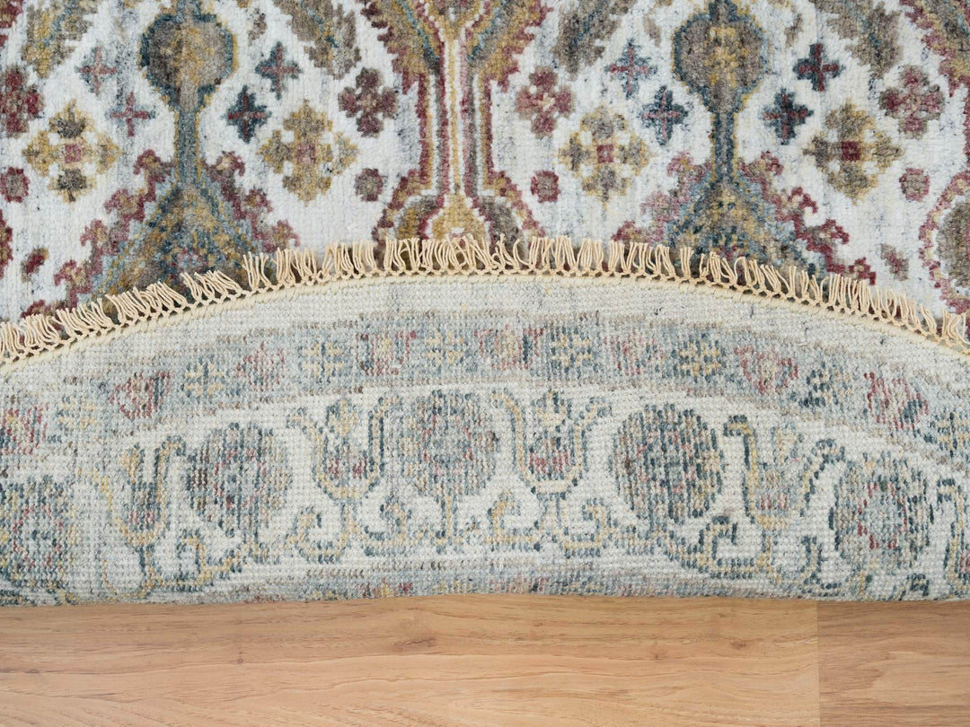 5'10" x 5'10" New Hand Knotted Ivory Wool Round Oriental Rug - MOA10265615