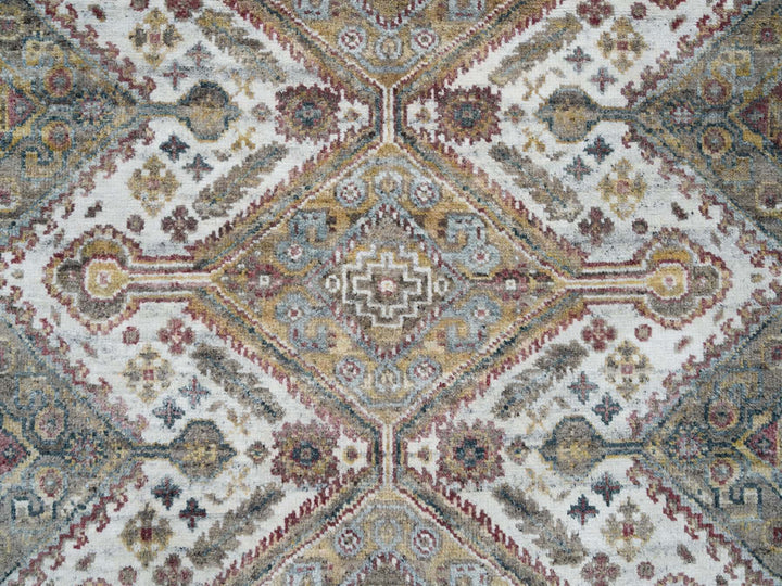 5'10" x 5'10" New Hand Knotted Ivory Wool Round Oriental Rug - MOA10265615