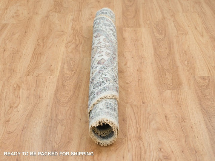 5'10" x 5'10" New Hand Knotted Ivory Wool Round Oriental Rug - MOA10265615
