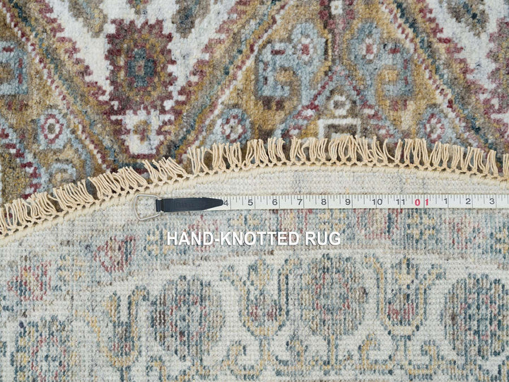5'10" x 5'10" New Hand Knotted Ivory Wool Round Oriental Rug - MOA10265615