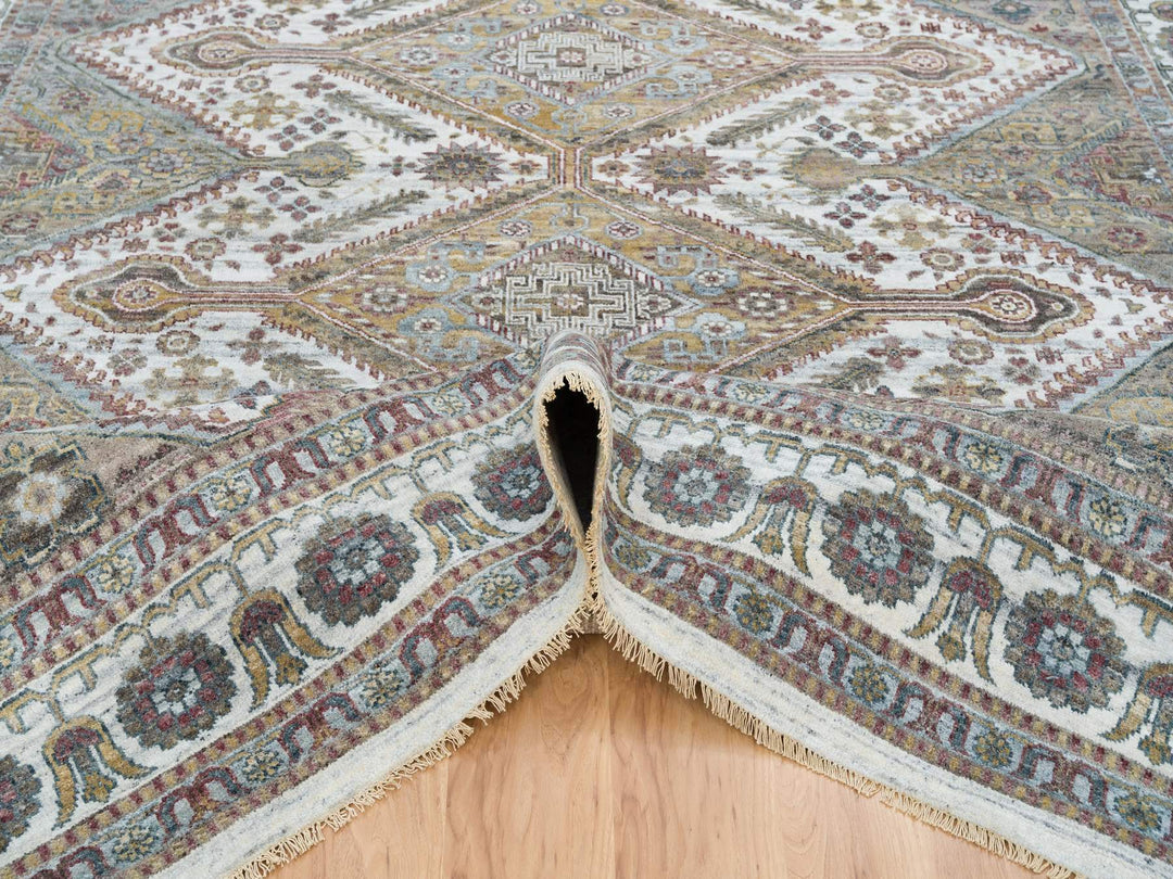 9'10" x 10'0" New Hand Knotted Ivory Wool Square Oriental Rug - MOA10265618
