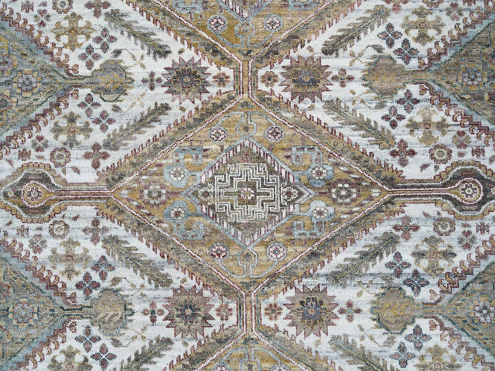 9'10" x 10'0" New Hand Knotted Ivory Wool Square Oriental Rug - MOA10265618