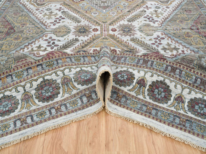 12'0" x 17'10" New Hand Knotted Ivory Wool Rectangle Oriental Rug - MOA10265621