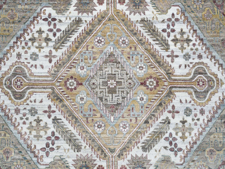 12'0" x 17'10" New Hand Knotted Ivory Wool Rectangle Oriental Rug - MOA10265621
