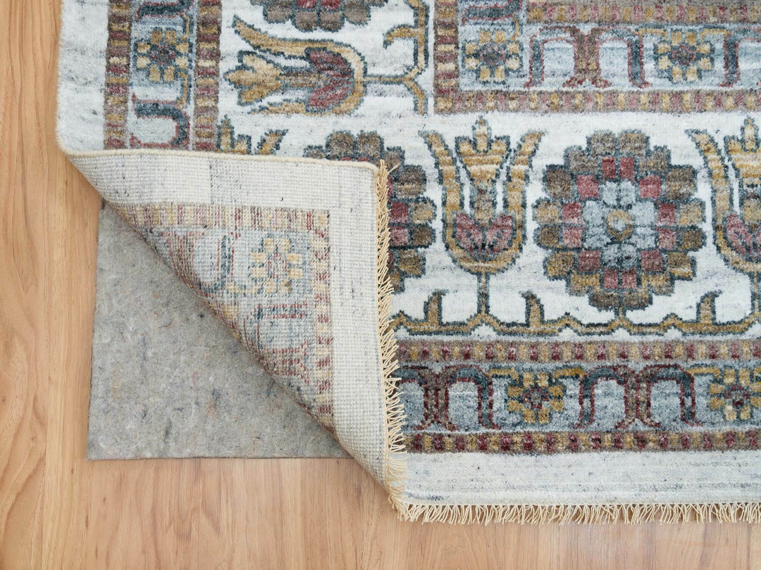 13'9" x 15'10" New Hand Knotted Ivory Wool Rectangle Oriental Rug - MOA10265622