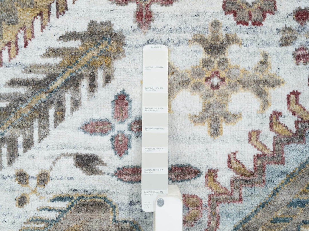 13'9" x 15'10" New Hand Knotted Ivory Wool Rectangle Oriental Rug - MOA10265622