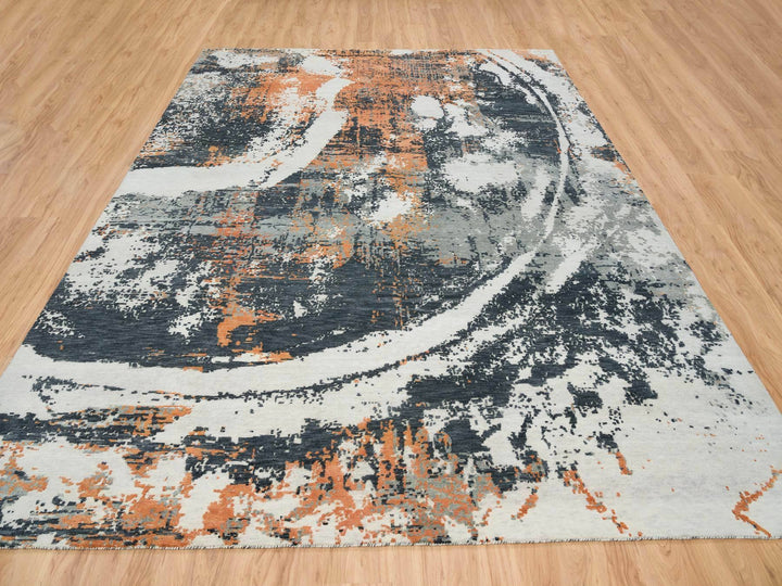 9'3" x 11'9" New Hand Knotted Black Wool Rectangle Oriental Rug - MOA10265624