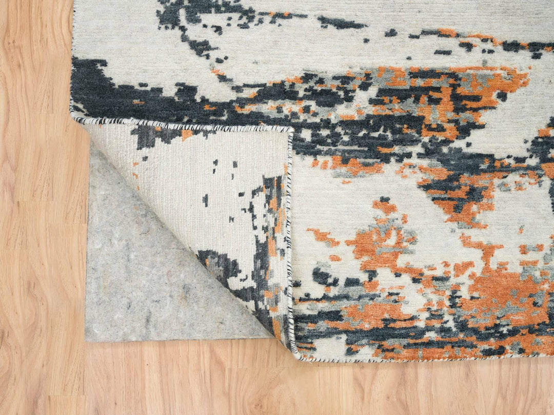 9'3" x 11'9" New Hand Knotted Black Wool Rectangle Oriental Rug - MOA10265624