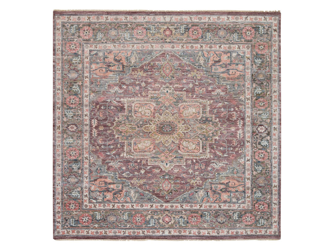 10'0" x 9'10" New Hand Knotted Red Wool Square Oriental Rug - MOA10265629