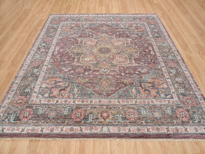 10'0" x 9'10" New Hand Knotted Red Wool Square Oriental Rug - MOA10265629
