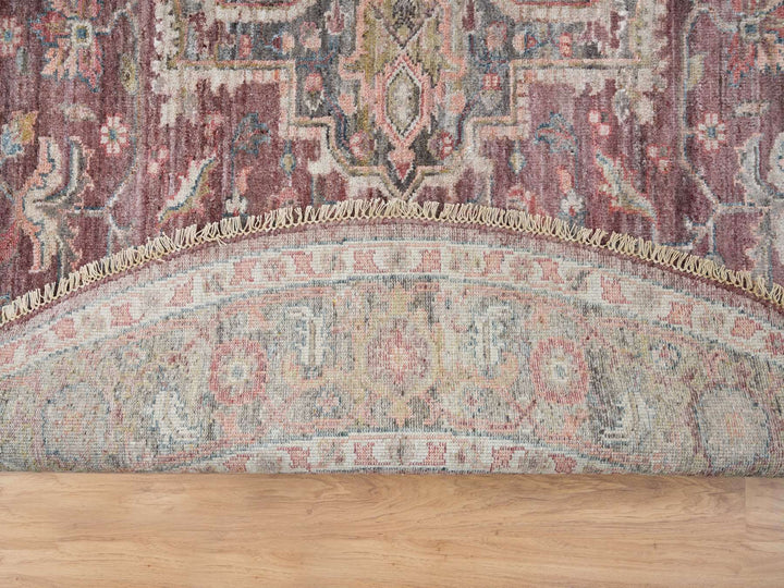 9'7" x 9'7" New Hand Knotted Red Wool Round Oriental Rug - MOA10265633