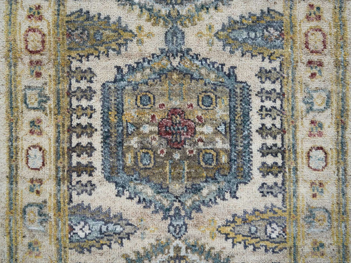 2'7" x 11'10" New Hand Knotted Ivory Wool Runner Oriental Rug - MOA10265634