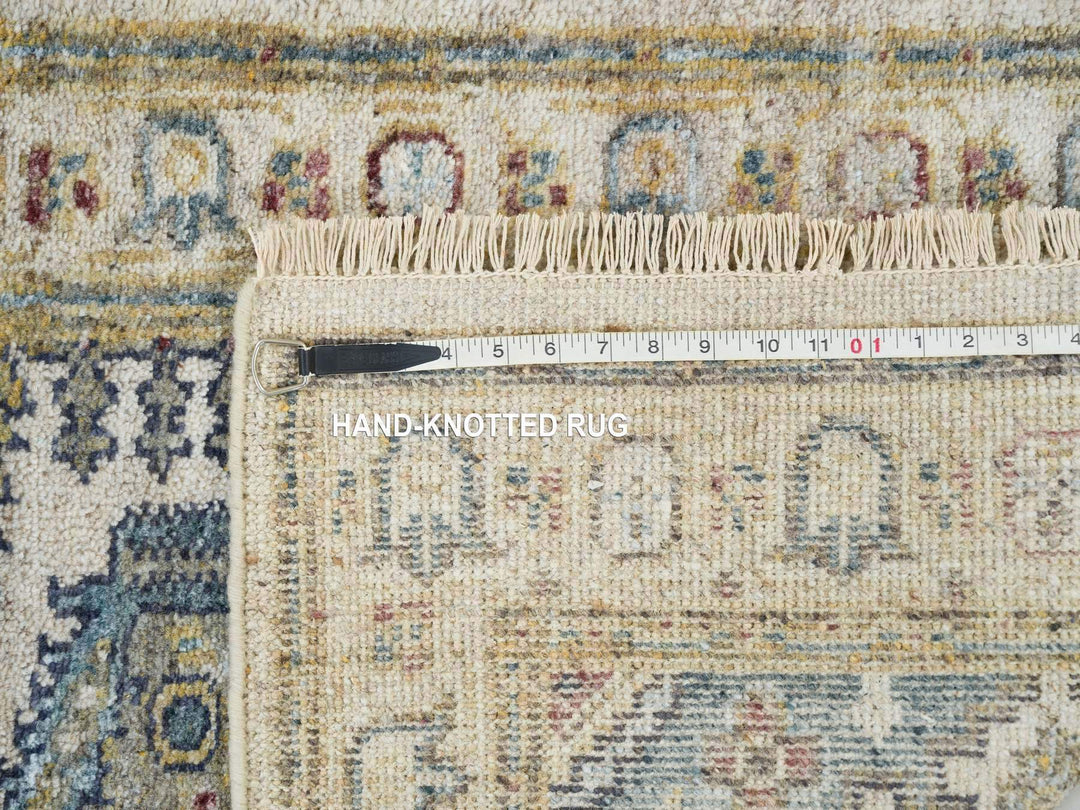 2'7" x 11'10" New Hand Knotted Ivory Wool Runner Oriental Rug - MOA10265634