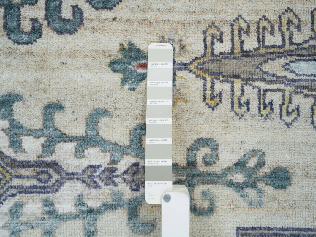 9'9" x 9'9" New Hand Knotted Ivory Wool Round Oriental Rug - MOA10265636