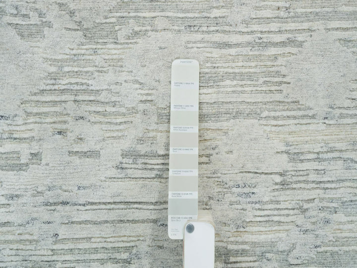 6'0" x 9'3" New Hand Knotted Grey Wool Rectangle Oriental Rug - MOA10265642