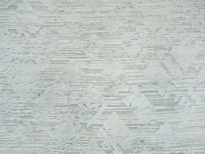 6'0" x 9'3" New Hand Knotted Ivory Wool Rectangle Oriental Rug - MOA10265642