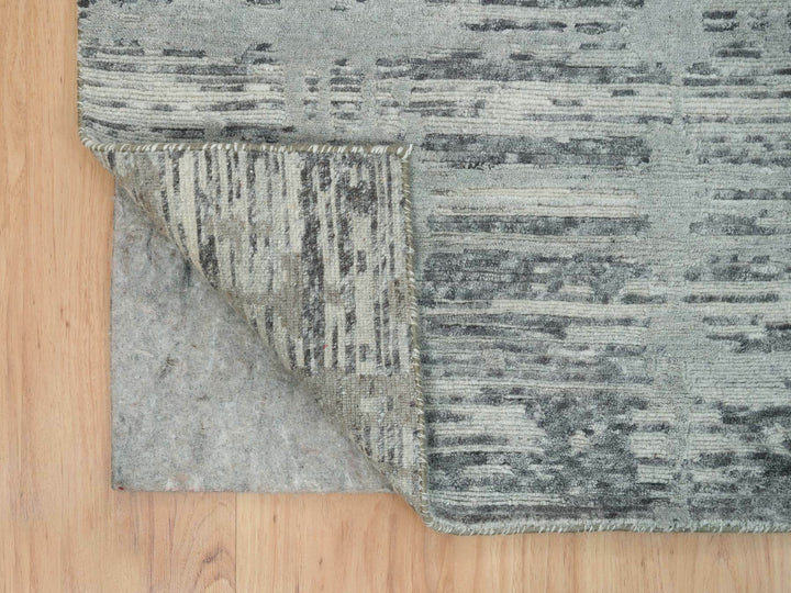 6'1" x 9'2" New Hand Knotted Grey Wool Rectangle Oriental Rug - MOA10265643