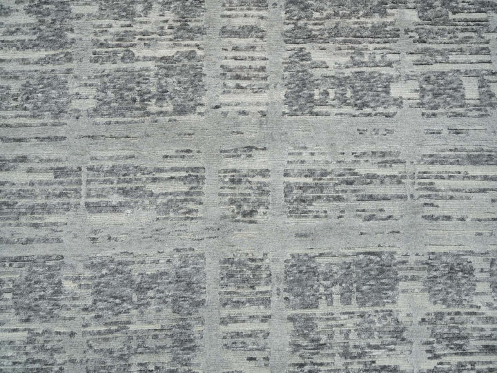 6'1" x 9'2" New Hand Knotted Grey Wool Rectangle Oriental Rug - MOA10265643