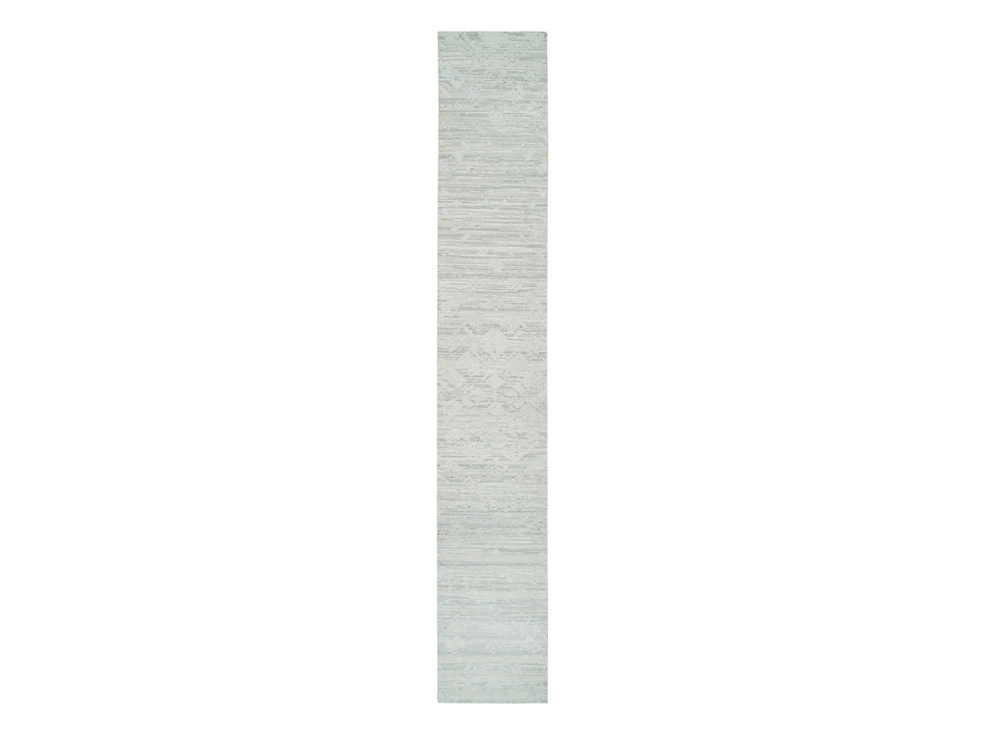 2'6" x 16'0" New Hand Knotted Ivory Wool Runner Oriental Rug - MOA10265644