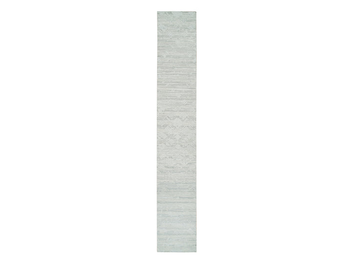 2'6" x 16'0" New Hand Knotted Ivory Wool Runner Oriental Rug - MOA10265644