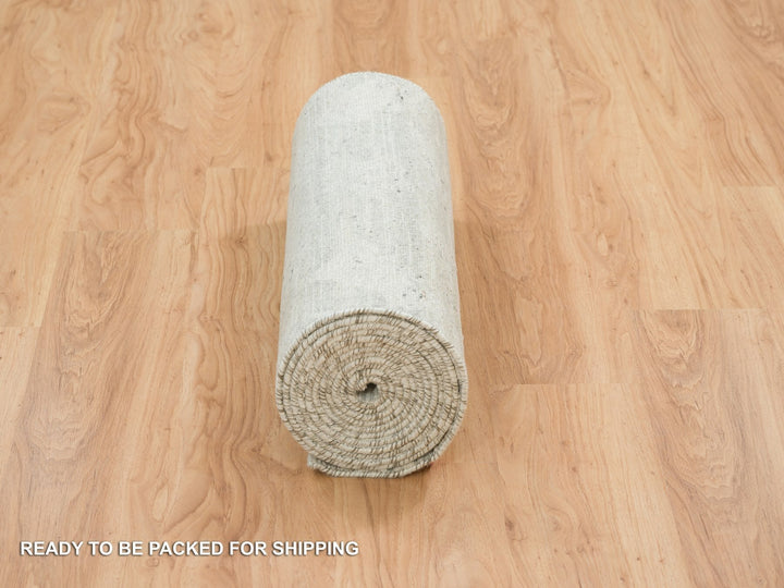 2'6" x 16'0" New Hand Knotted Grey Wool Runner Oriental Rug - MOA10265644