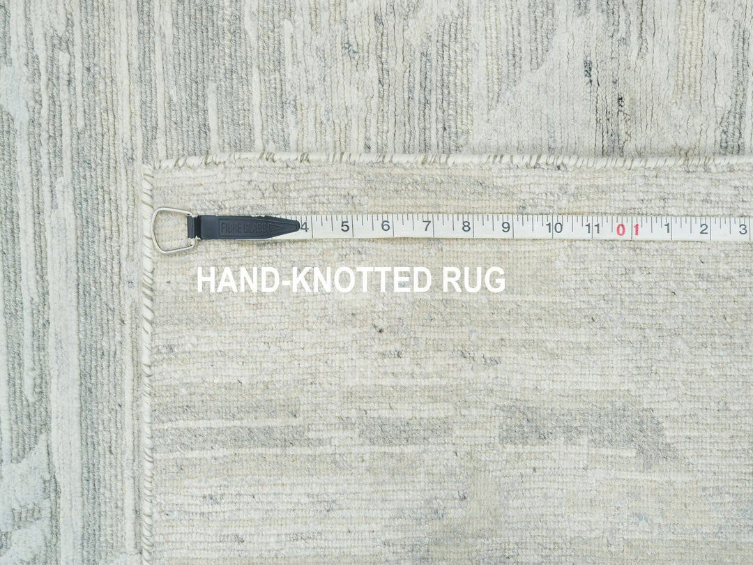 2'6" x 16'0" New Hand Knotted Ivory Wool Runner Oriental Rug - MOA10265644