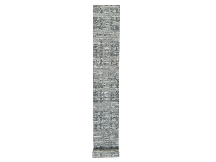 2'7" x 27'10" New Hand Knotted Grey Wool Runner Oriental Rug - MOA10265648
