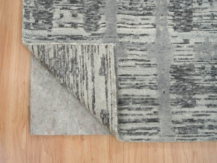 2'7" x 27'10" New Hand Knotted Grey Wool Runner Oriental Rug - MOA10265648