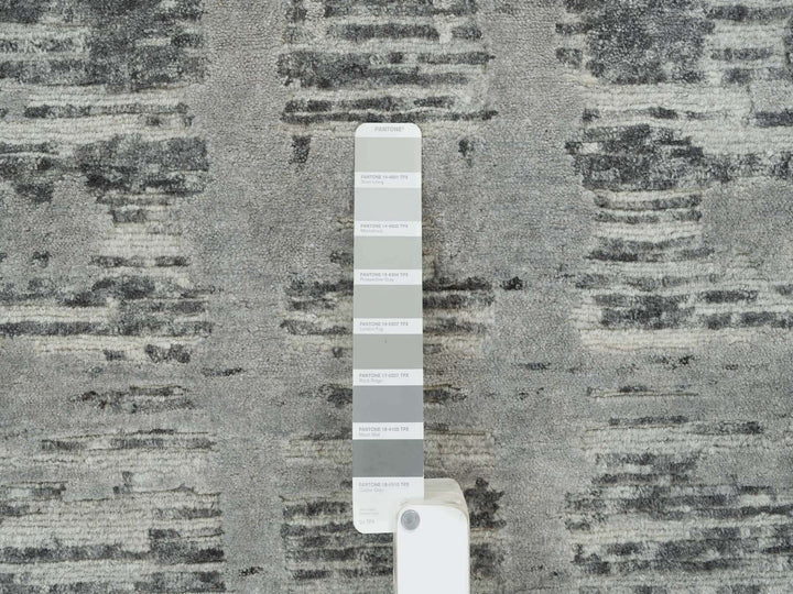 2'7" x 27'10" New Hand Knotted Grey Wool Runner Oriental Rug - MOA10265648