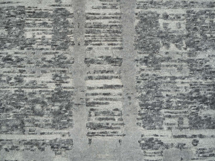 2'7" x 27'10" New Hand Knotted Grey Wool Runner Oriental Rug - MOA10265648