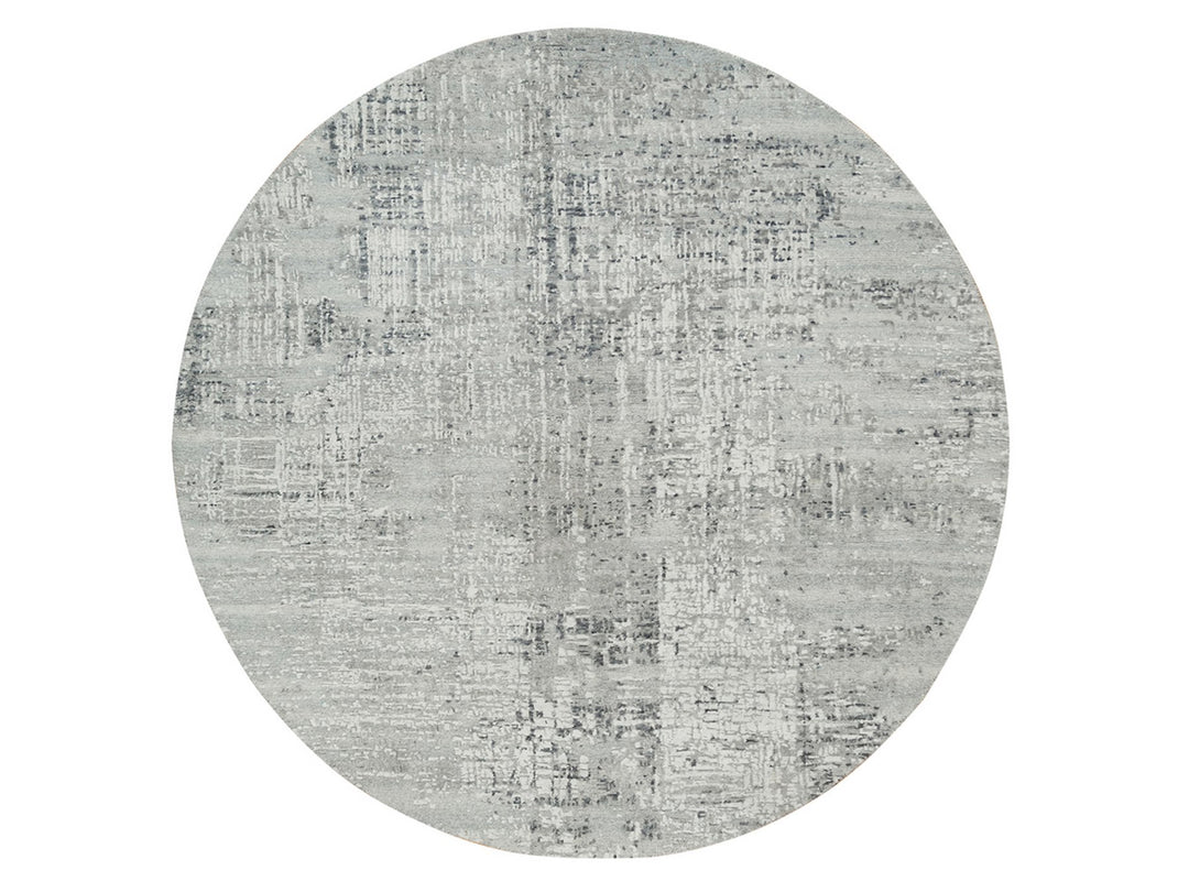 6'1" x 6'1" New Hand Knotted Grey Wool Round Oriental Rug - MOA10265653