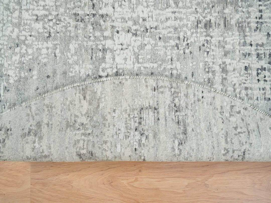 6'1" x 6'1" New Hand Knotted Grey Wool Round Oriental Rug - MOA10265653