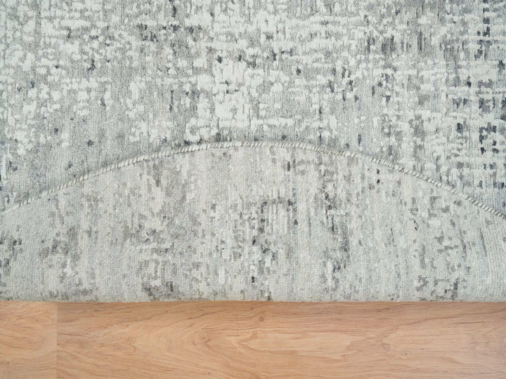 6'1" x 6'1" New Hand Knotted Grey Wool Round Oriental Rug - MOA10265653